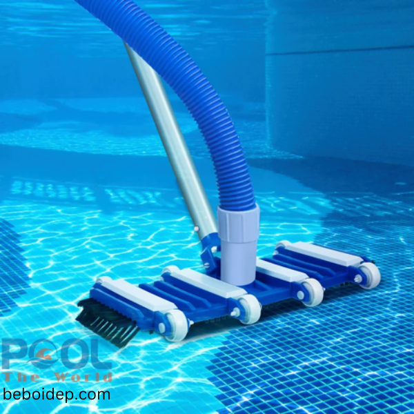 Bàn hút đáy hồ bơi 8 bánh chổi cọ 2 đầu xanh dương – giải pháp vệ sinh toàn diện, tiết kiệm thời gian và chi phí