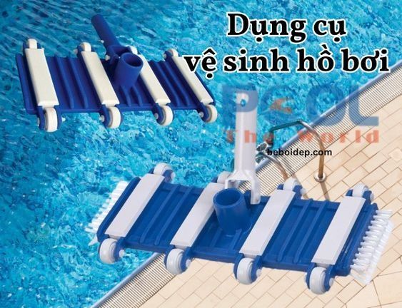 Công Dụng Của Bàn Hút Đáy Hồ Bơi 8 Bánh chổi Cọ 2 Đầu Xanh Dương