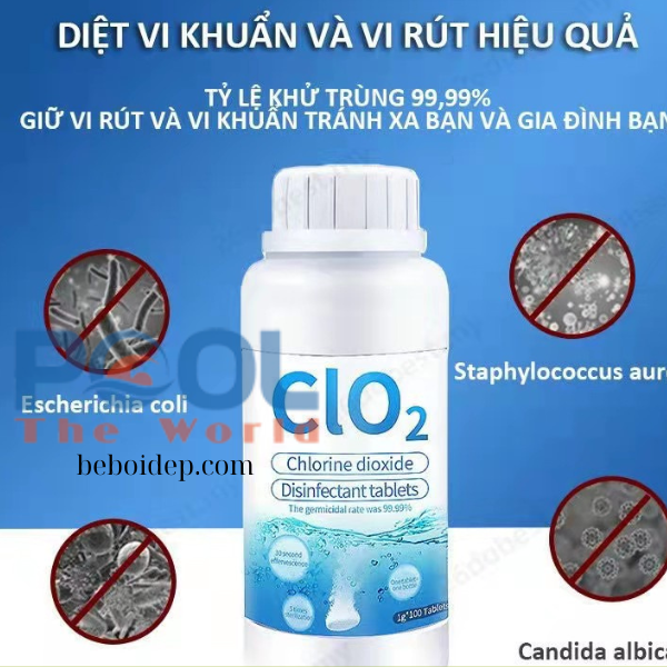 Khử sạch vi khuẩn hồ bơi với viên Clorin 2g dạng sủi cao cấp