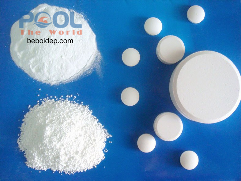 Khử trùng hồ bơi nhiều tạp chất bằng TTCA Japan 90% hạt