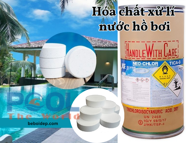 Khử trùng hồ bơi nhiều tạp chất bằng TTCA Japan 90% hạt