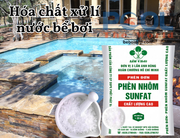 Làm sạch hồ bơi nước nhiều cặn tảo với nhôm sunfat keo tụ