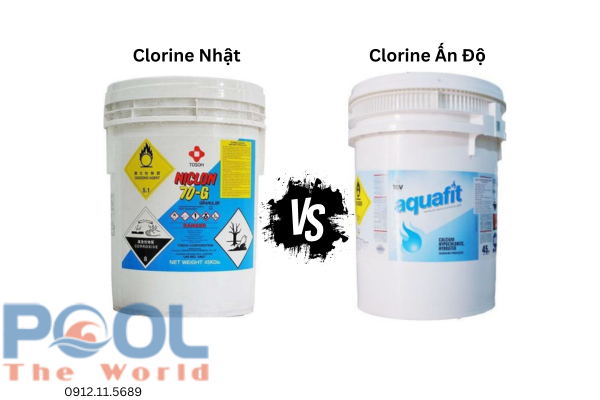 So sánh Chlorine Japan 70%.NICLON và Chlorine INDIA 70% Aquafit