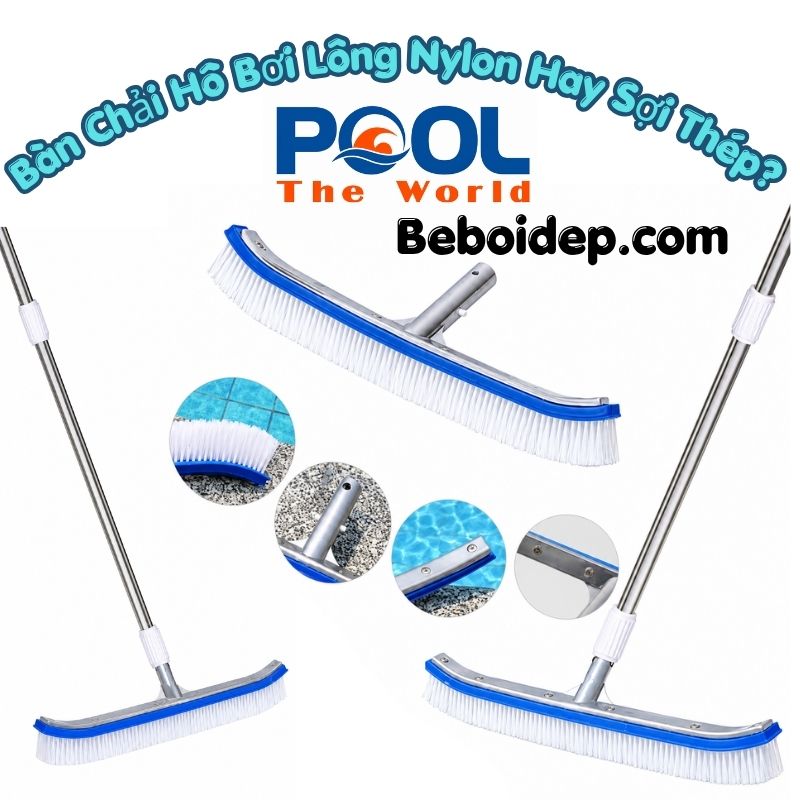 Bàn Chải Hồ Bơi Lông Nylon Hay Sợi Thép? Loại Nào Phù Hợp Với Hồ Của Bạn?