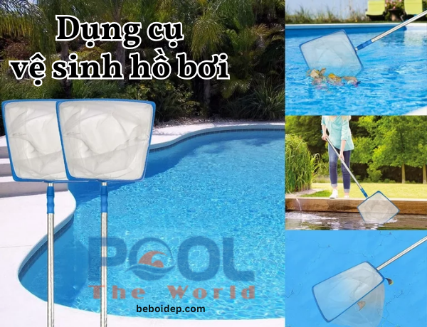 Cách sử dụng vợt lá cây nông lòng để làm sạch mặt hồ bơi trong 5 phút mà không làm đục nước