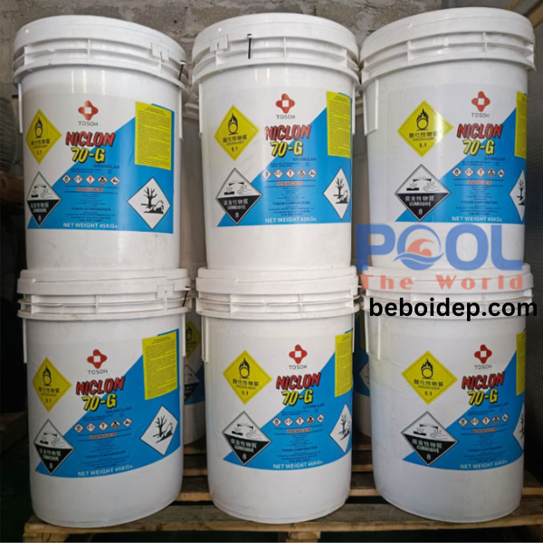 Hướng dẫn cách dùng Chlorine Japan 70% Niclon để khử trùng nước hồ bơi đạt tiêu chuẩn