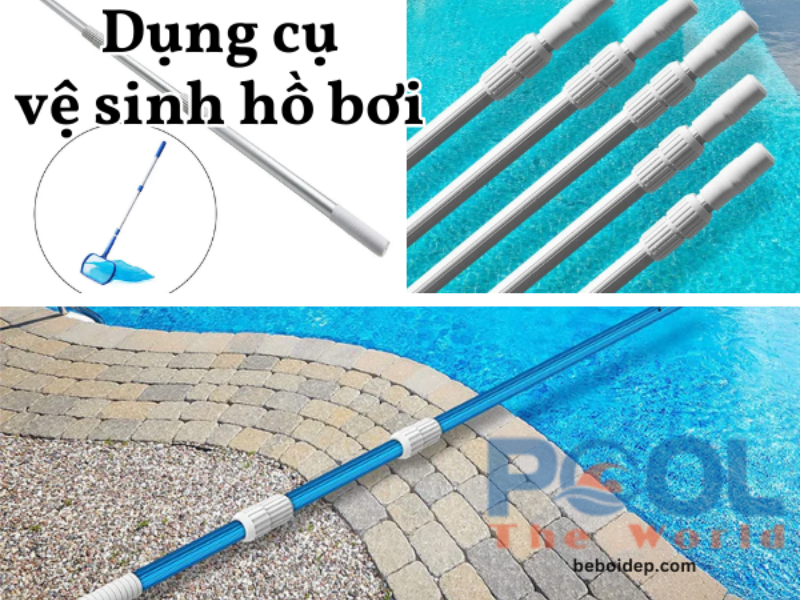 Combo sào nhôm dùng cho hồ bơi Jakmax và bàn hút đáy hồ bơi giúp vệ sinh toàn diện