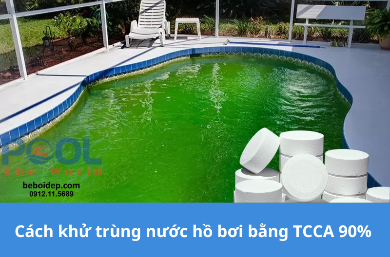 Khử mùi và làm sạch nước bể bơi cấp tốc bằng tcca japan 90% hạt