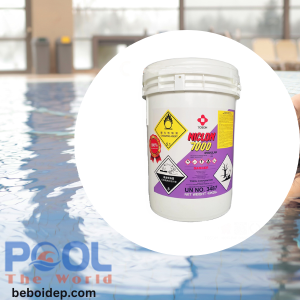 Mua clo niclon 7000 chính hãng giúp loại bỏ tận gốc mầm bệnh trong nước bể bơi