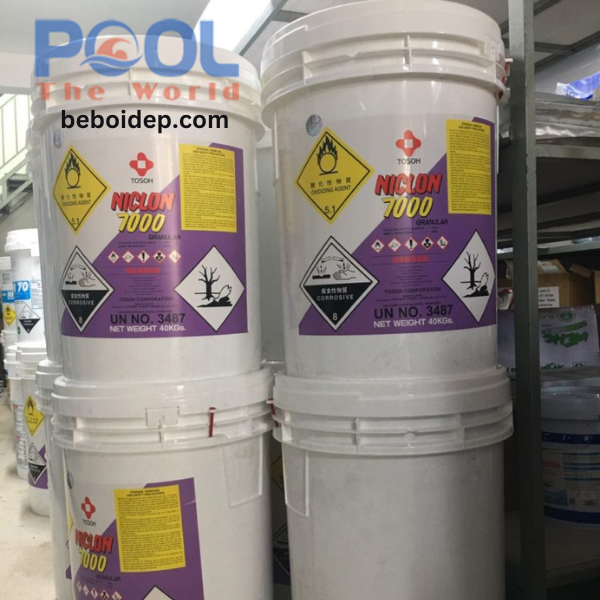 Mua clo niclon 7000 chính hãng giúp loại bỏ tận gốc mầm bệnh trong nước bể bơi