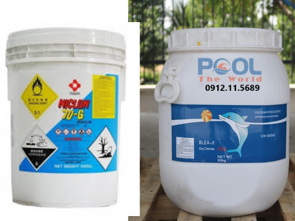 So Sánh Chlorine Nhật Niclon 7000 Và Clorin Cá Heo 70% Cho Hồ Bơi