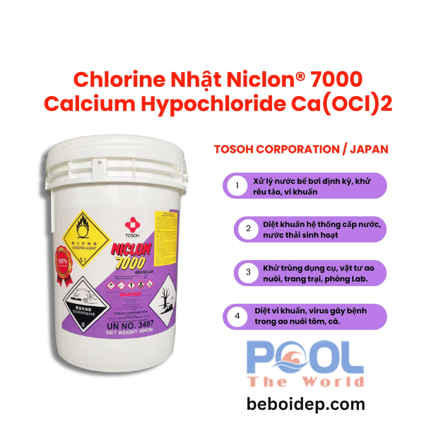 Sốc Clo Hồ Bơi Cực Mạnh Với Niclon 7000 Để Tiêu Diệt Tảo Đen Triệt Để