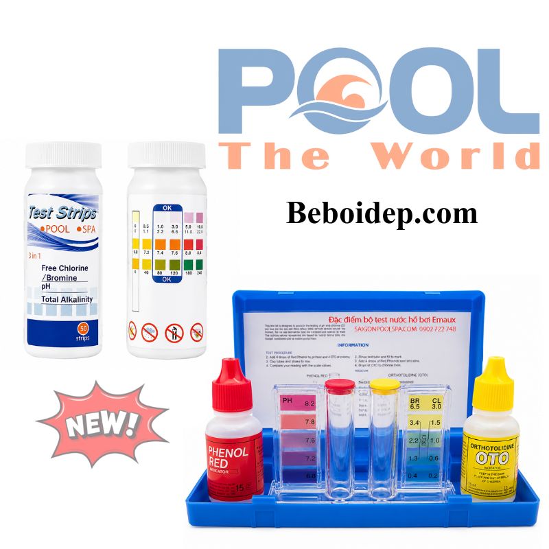 Test PH Quỳ 50 Que Hay Bộ Test PH CLO? Loại Nào Phù Hợp Với Hồ Bơi Gia Đình?
