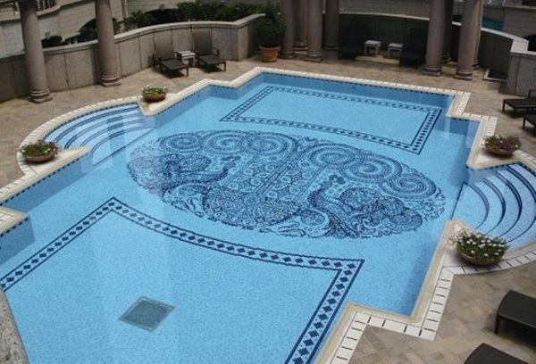 Gạch mosaic ốp bể bơi 
